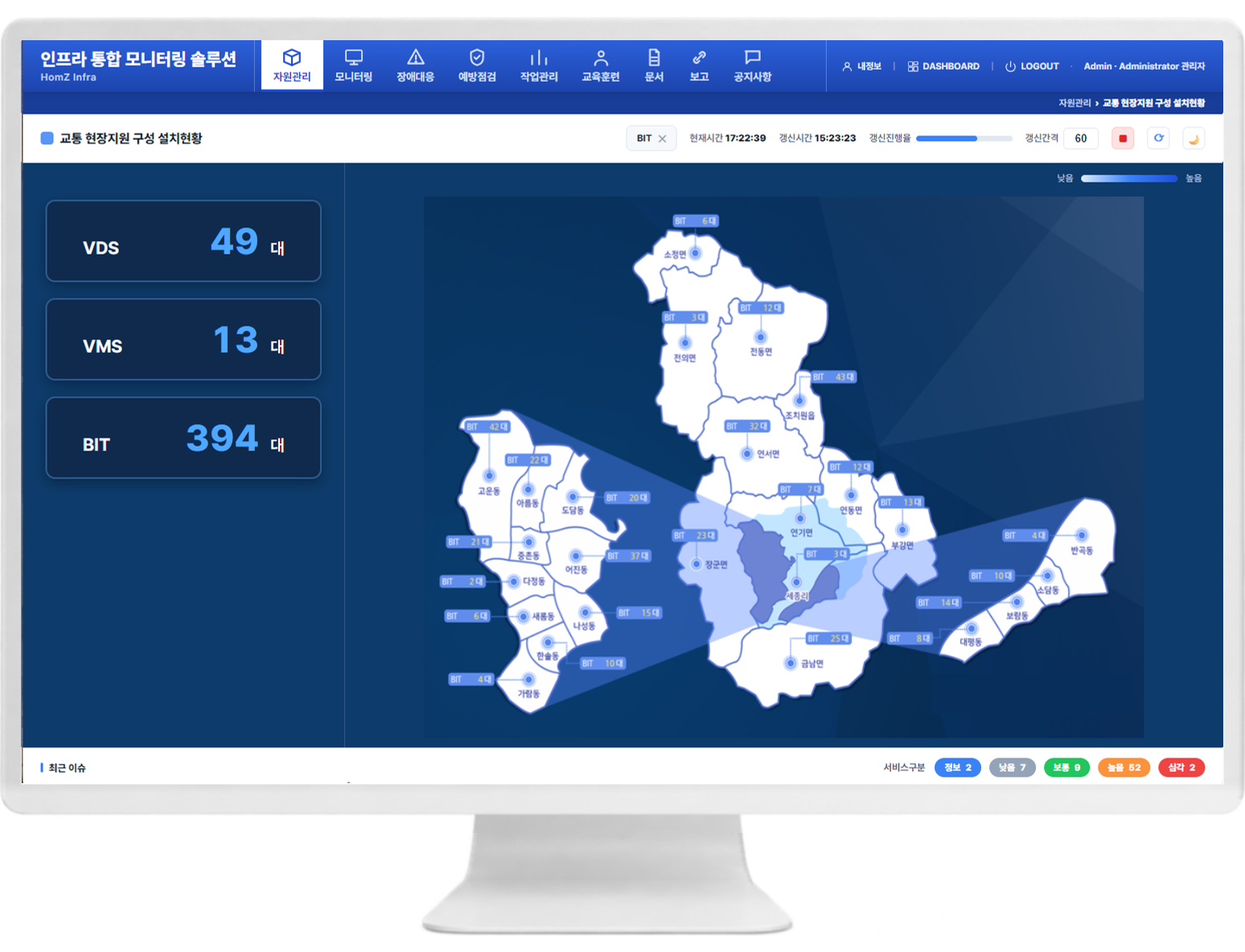 HomZ Infra 통합관제 화면 예시